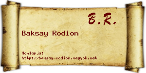 Baksay Rodion névjegykártya